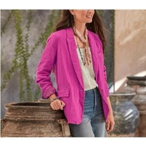 NWT Sundance Women's Pink 100% Linen Iris Solid Blazer Coat Size Small